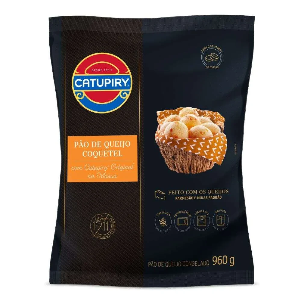 Pão de Queijo Congelado Coquetel Tradicional Catupiry Pacote 380g