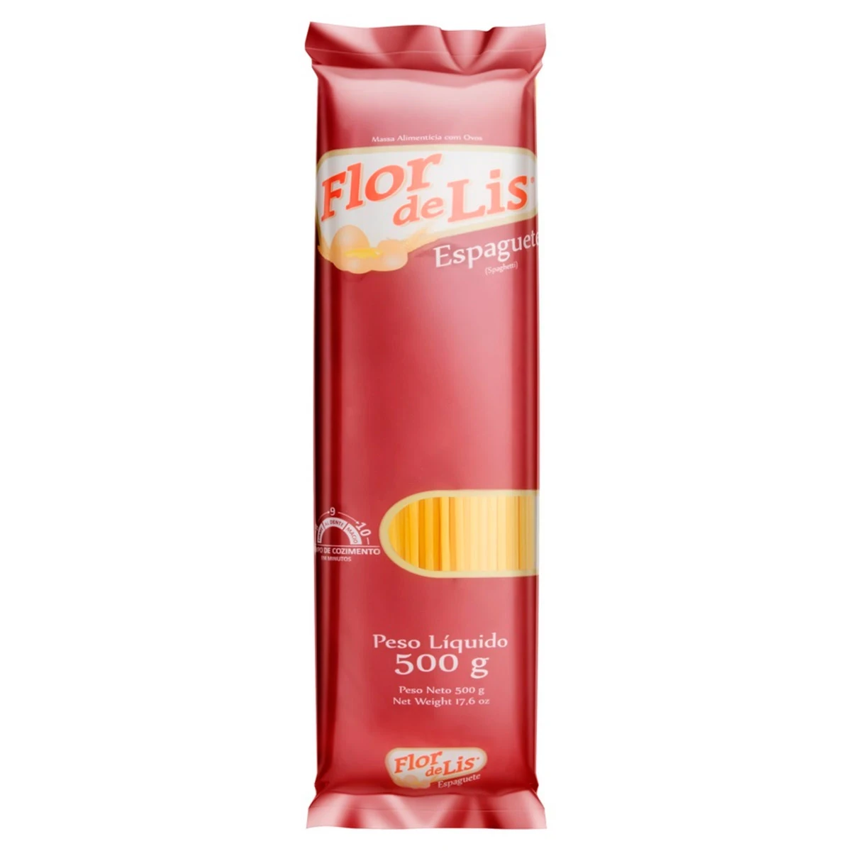 Massa Macarrão com Ovos Espaguete N8 Flor de Lis Pacote 500g