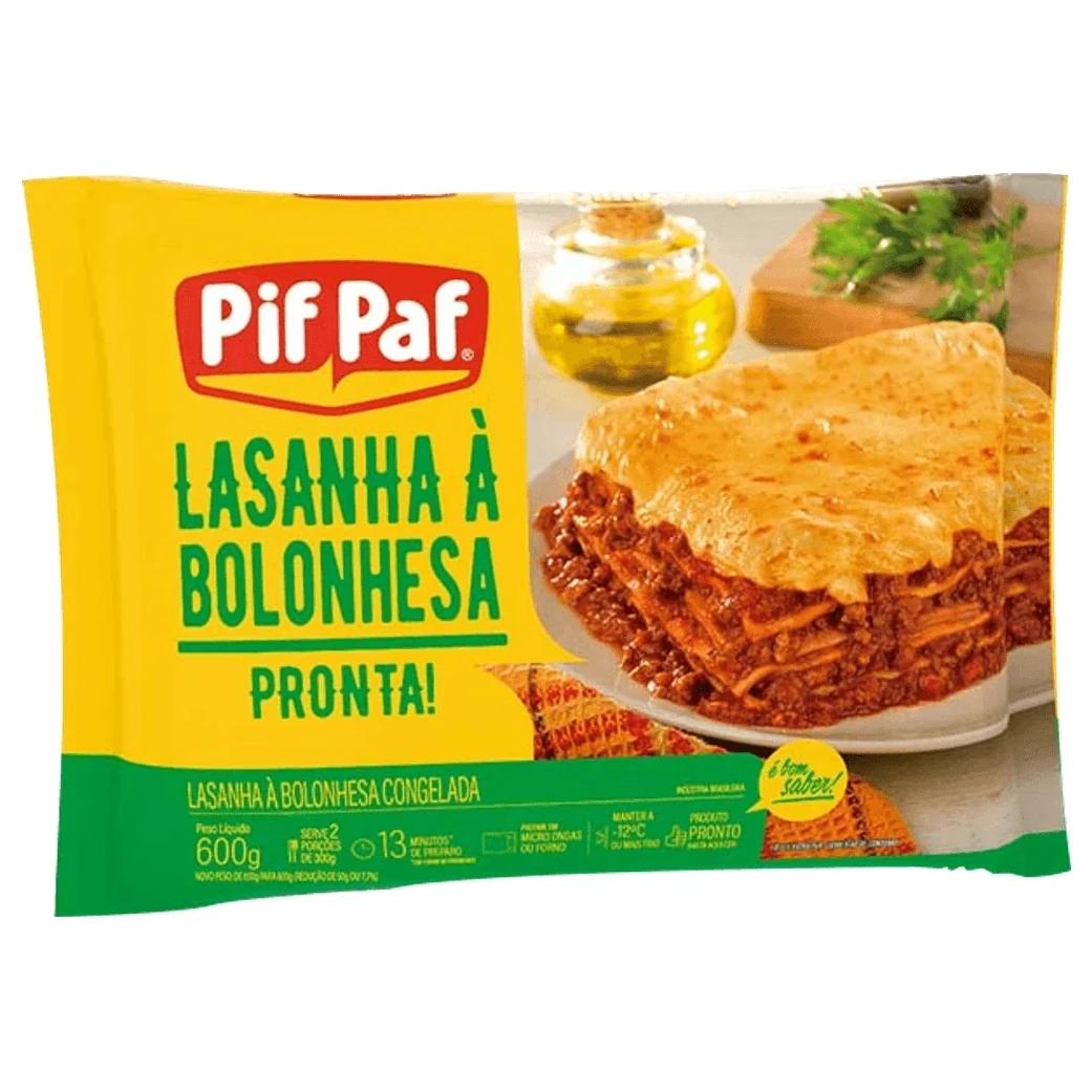 Lasanha Congelada Bolonhesa Pif Paf Caixa 600g