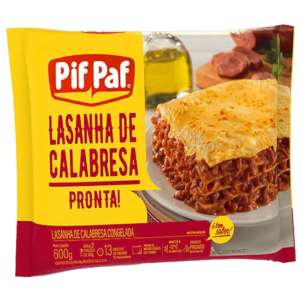 Lasanha Congelada Calabresa Pif Paf Caixa 600g
