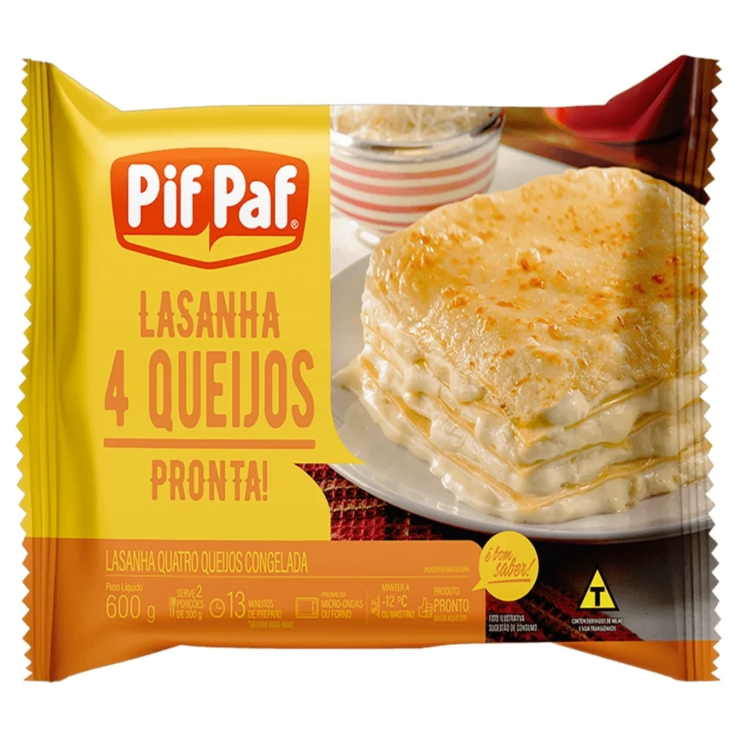 Lasanha Congelada 4 Queijos Pif Paf Caixa 600g