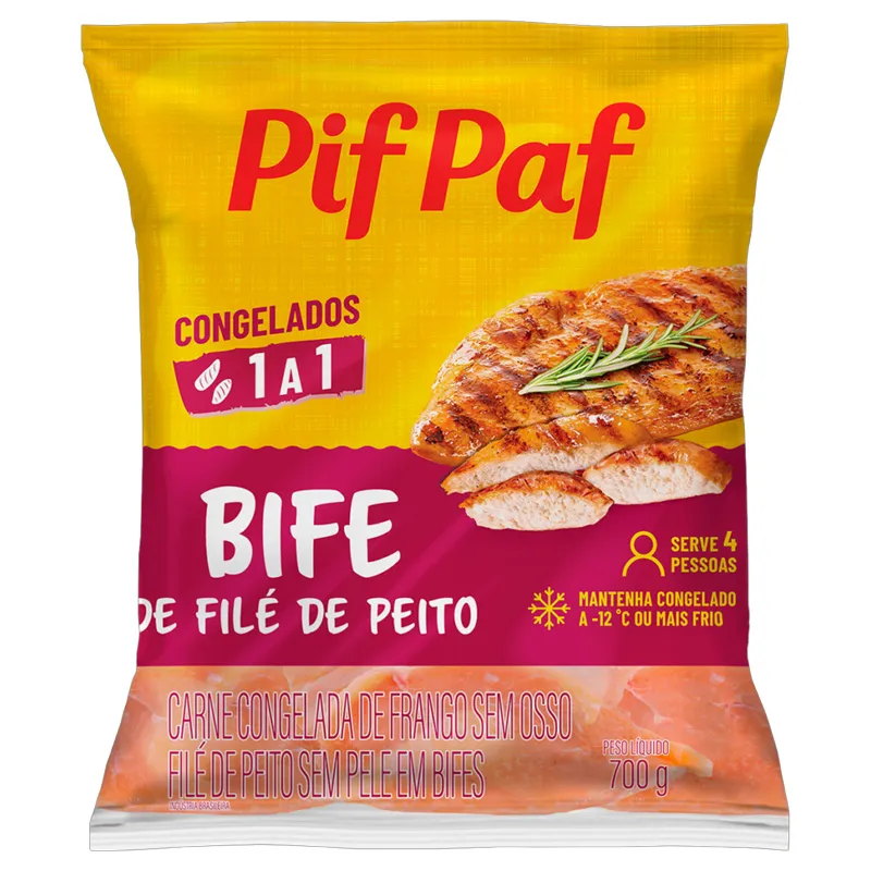 Filé de Peito de Frango em Bife Congelado Pif Paf Pacote 700g