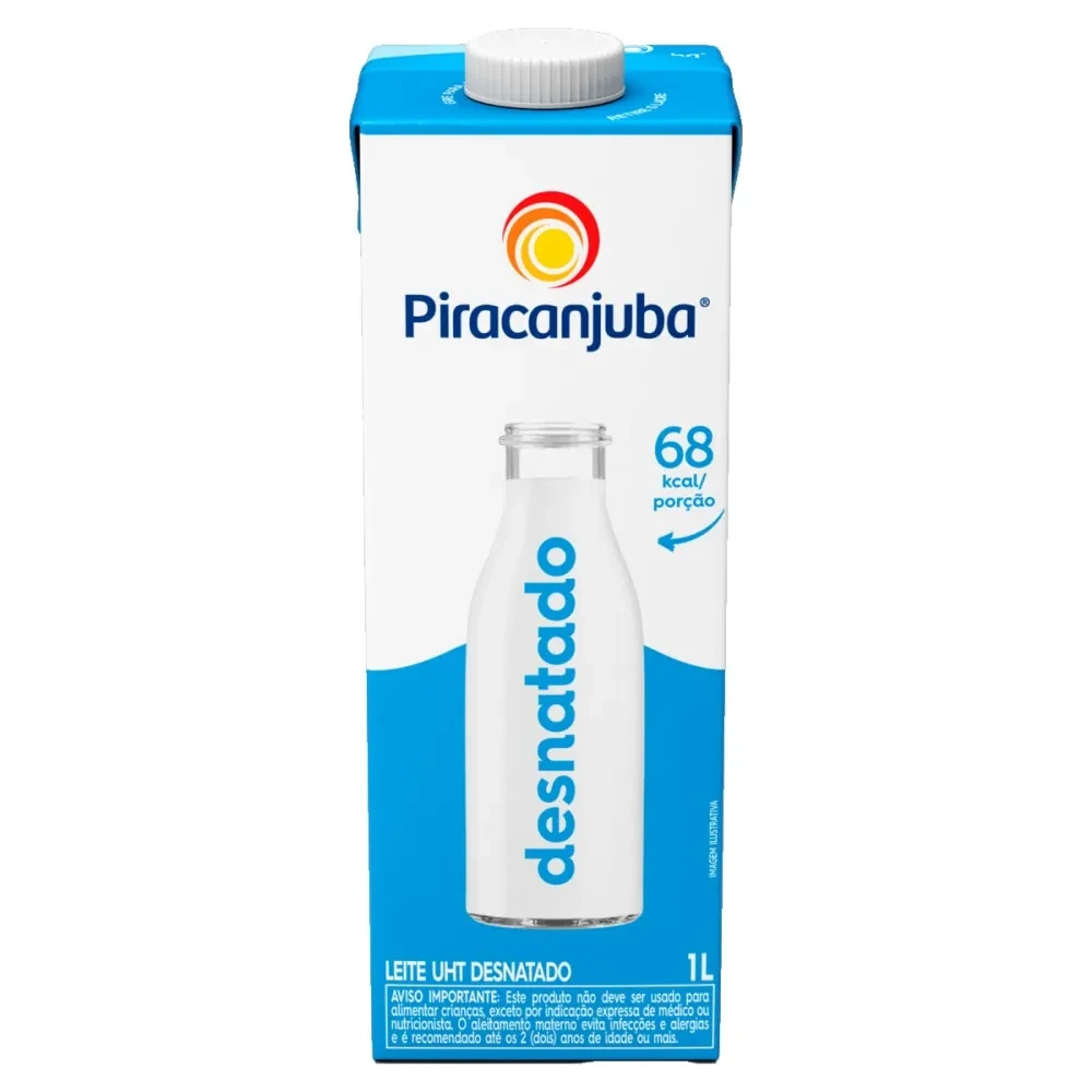 Leite Longa Vida UHT Desnatado Piracanjuba Caixinha 1L