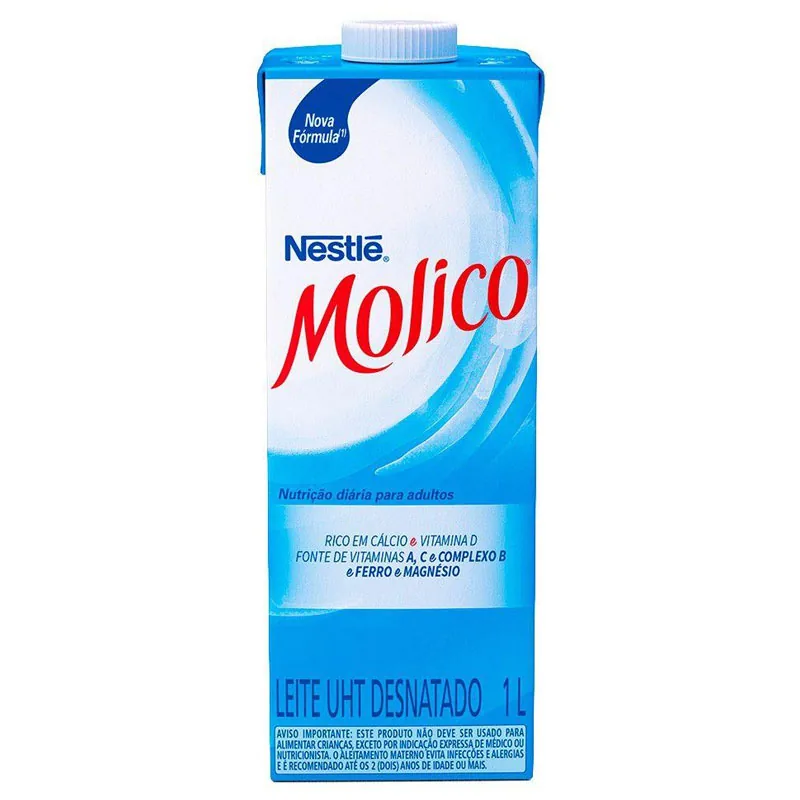 Leite Longa Vida UHT Vitamina A D Desnatado Molico Caixinha 1L
