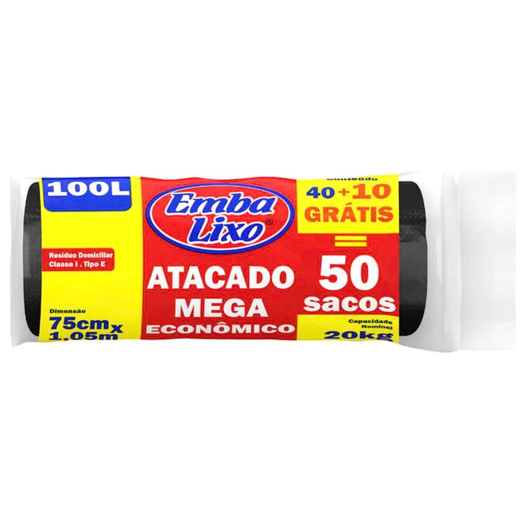 Saco Lixo Preto Embalixo Pacote 100L