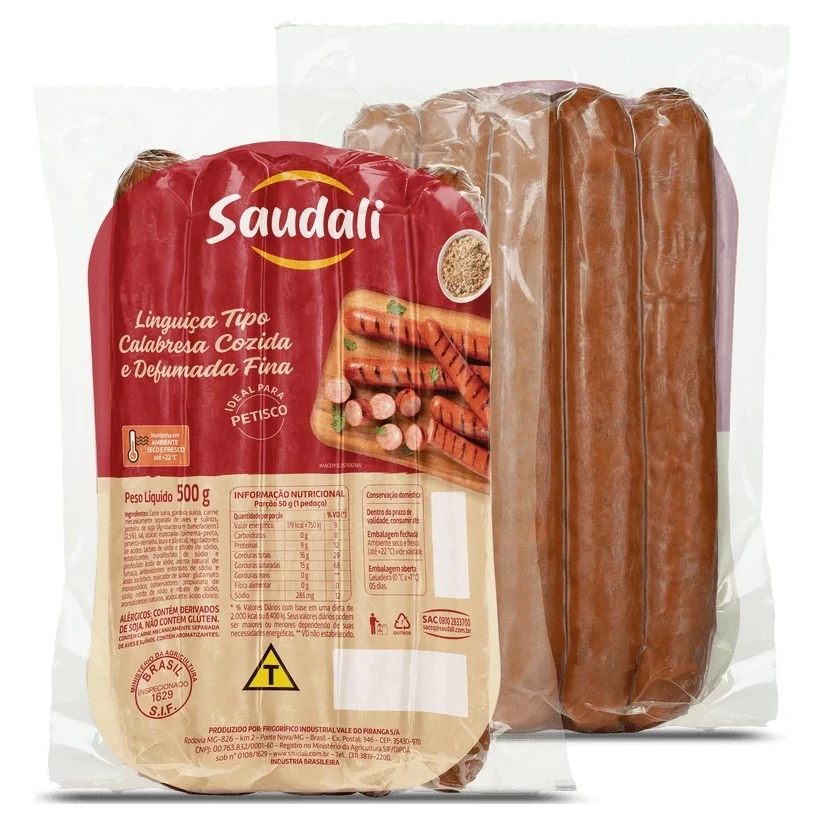 Linguiça Tipo Calabresa Fina Saudali Pacote 500g