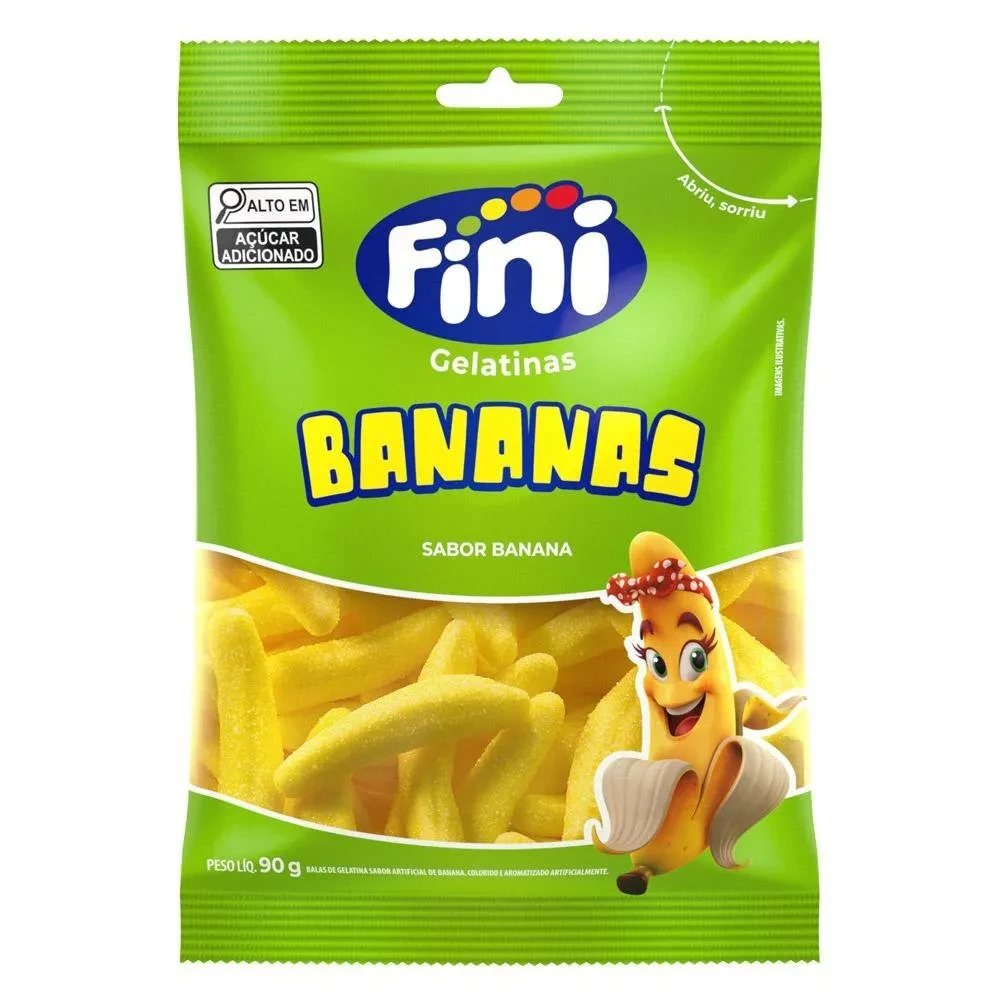 Bala Gelatina Banana Fini Pacote 90g