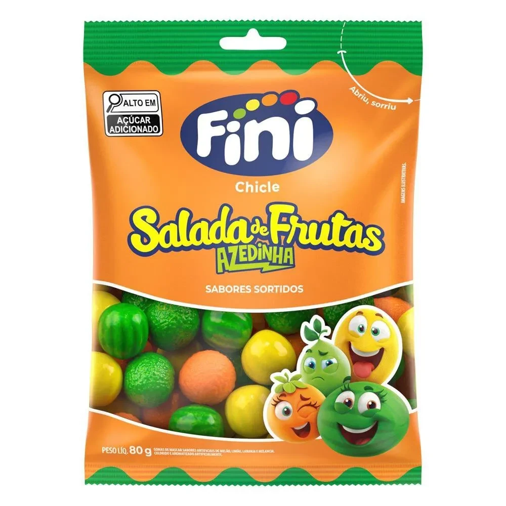 Goma Mascar Chicle Salada Frutas Fini Pacote 80g