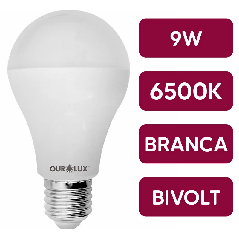 Lampada LED Superled Branca 6500k 9w Bivolt Ourolux