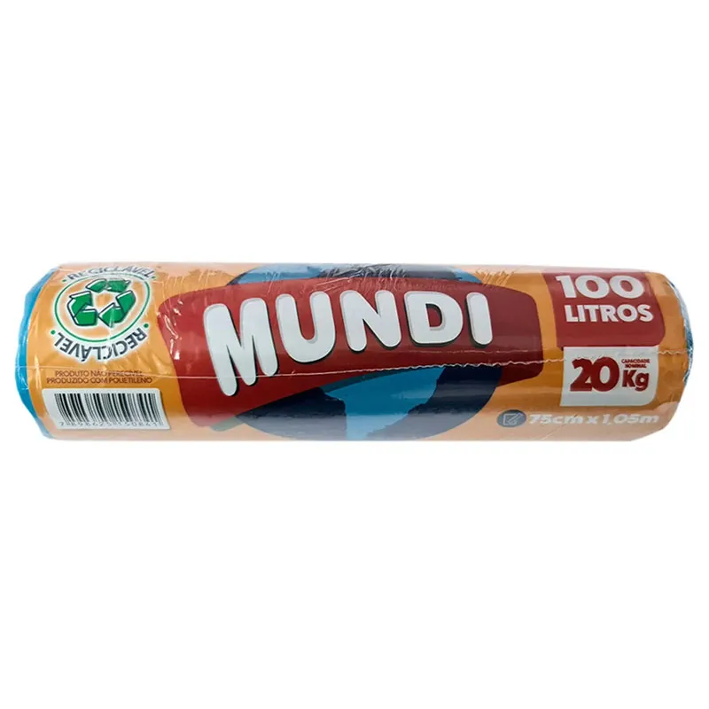 Saco Lixo Azul 75x100cm Mundi Pacote 20kg 100L