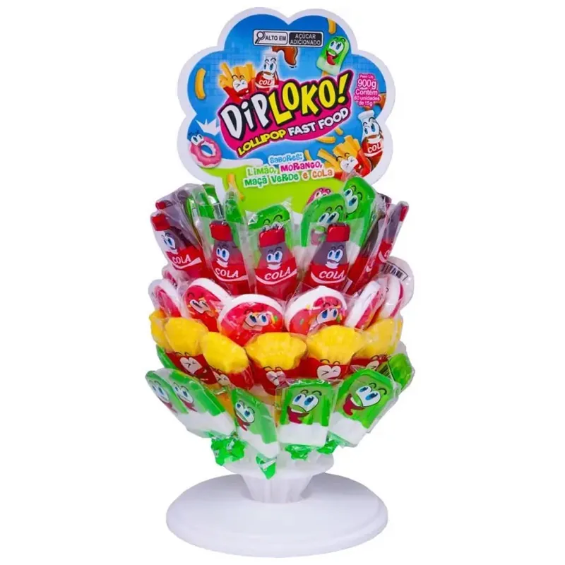 Pirulito Diploko Lollipop Fast Food Zoo Danilla 15g