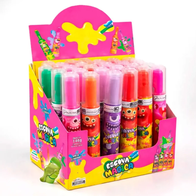 Bala Líquido em Gel Slime Escova Magica Uva Danilla 6g
