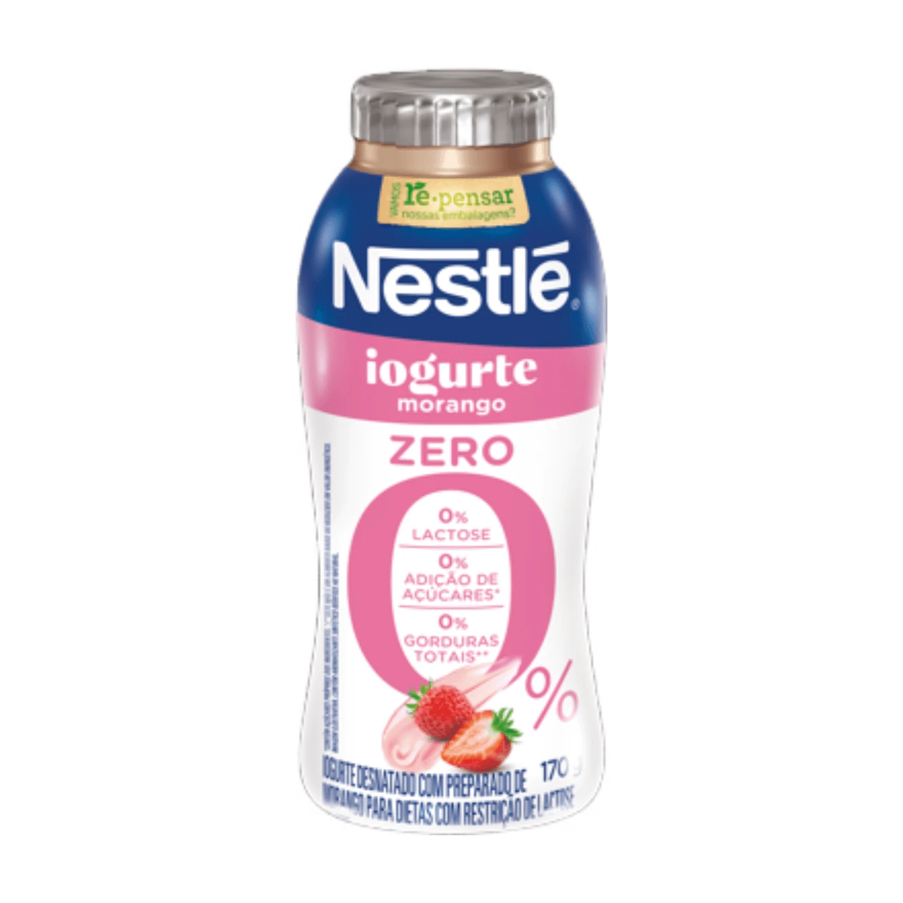 Iogurte Desnatado Triplo ZERO Morango Nestle Garrafa 170g