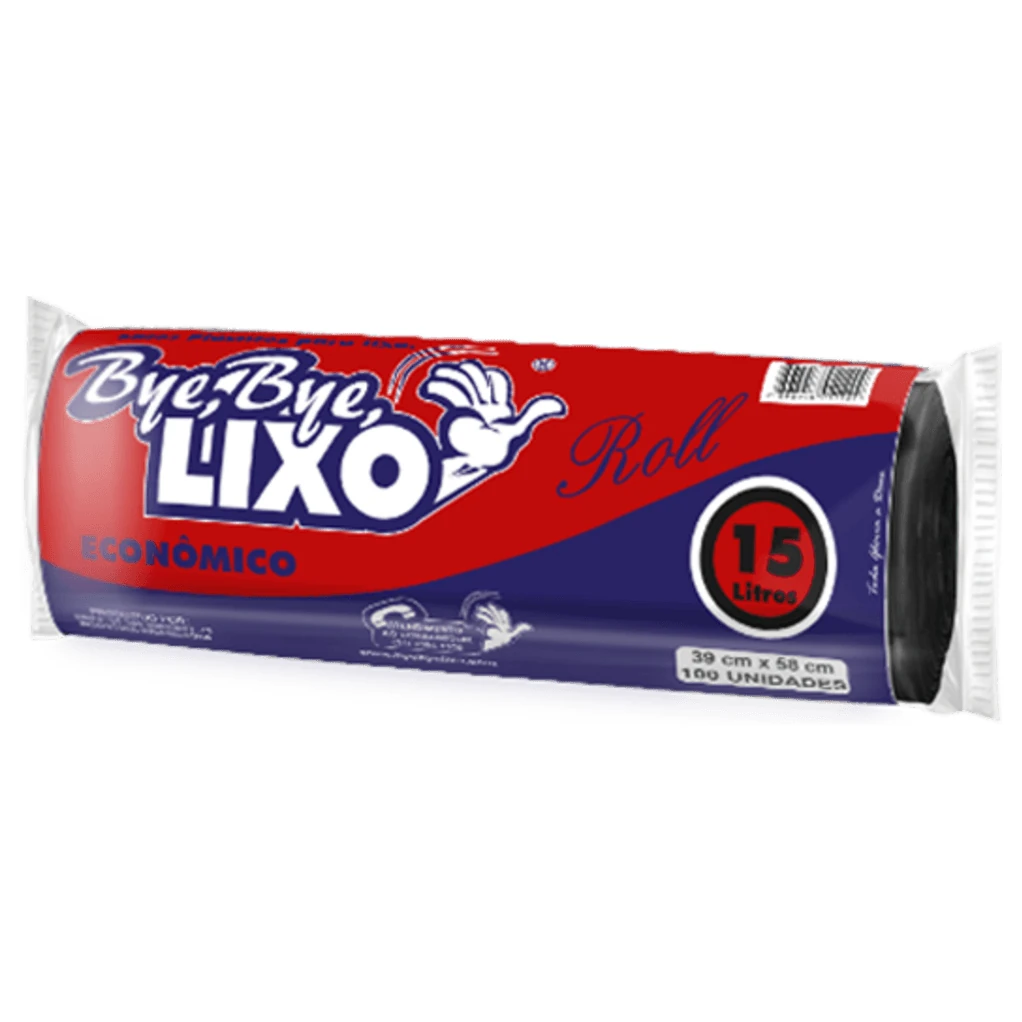Saco Lixo Preto Bye Pacote 15L