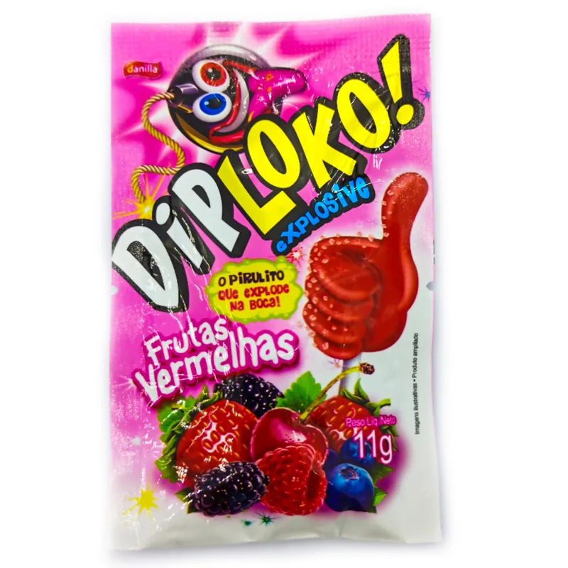 Pirulito Diploko Booom Frutas Vermelhas Danilla 11g