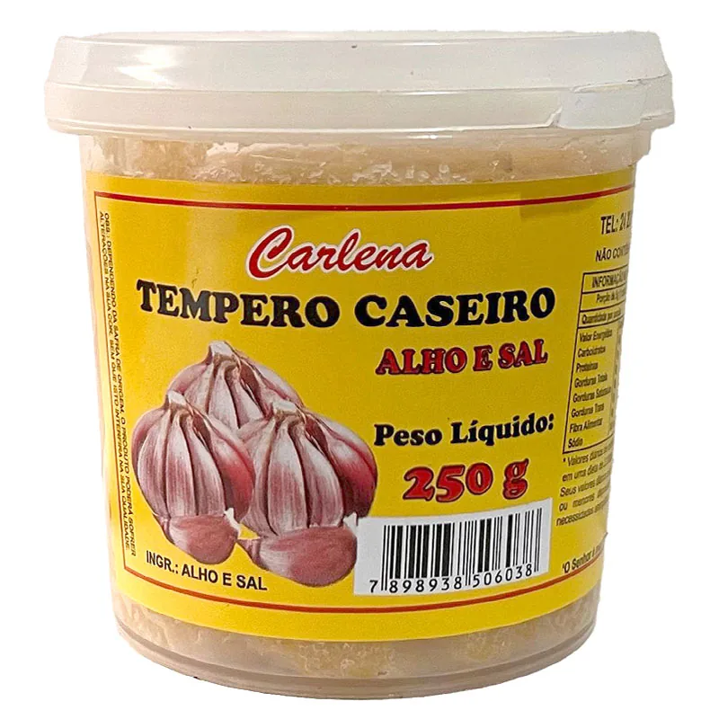 Tempero Caseiro Alho Sal Carlena Pote 250g