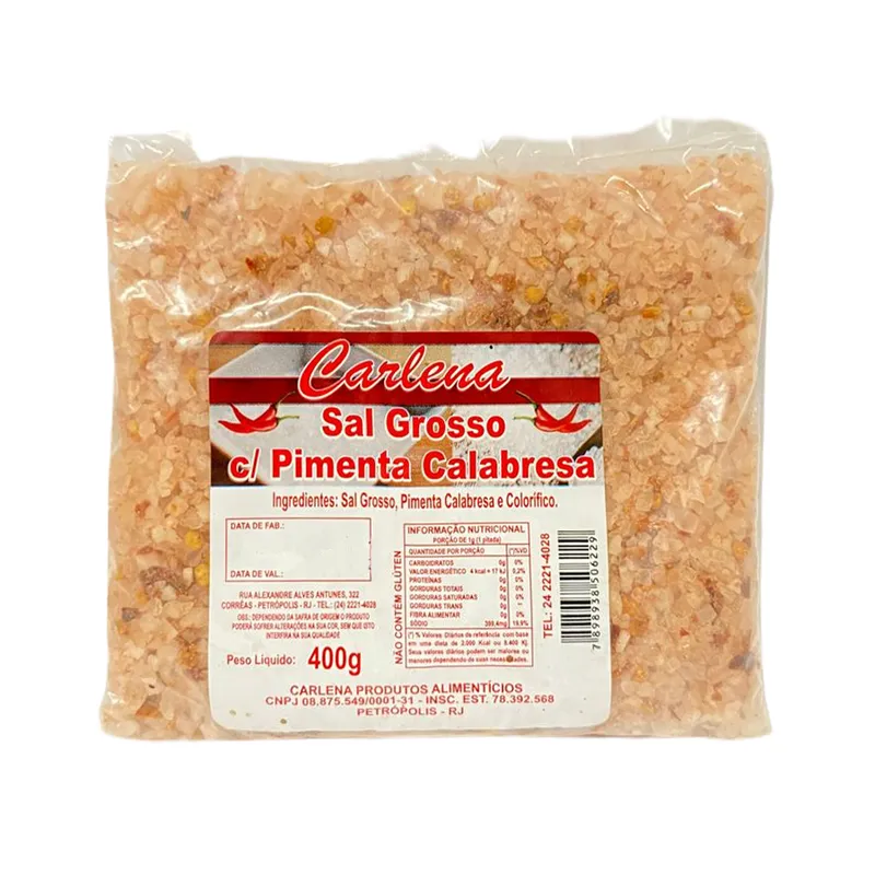 Sal Grosso Temperado Pimenta Calabresa Carlena Pacote 400g