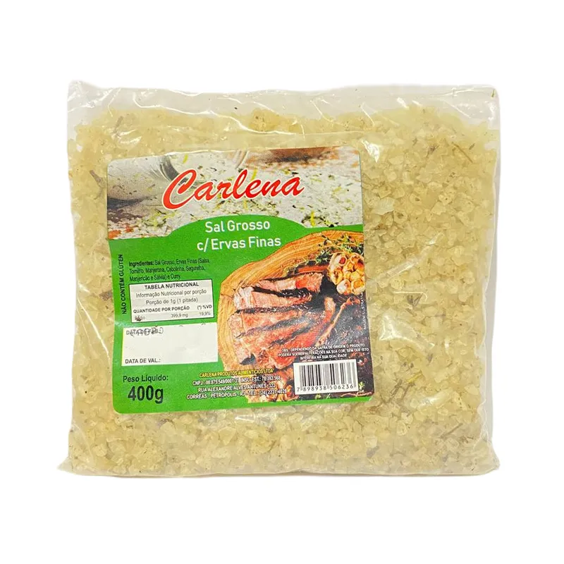 Sal Grosso Temperado Ervas Finas Carlena Pacote 400g