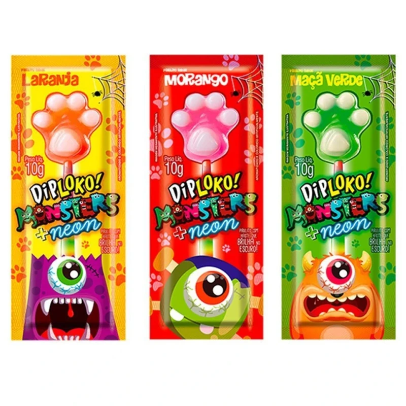 Pirulito Diploko Neon Monsters Maçã Verde Danilla 10g