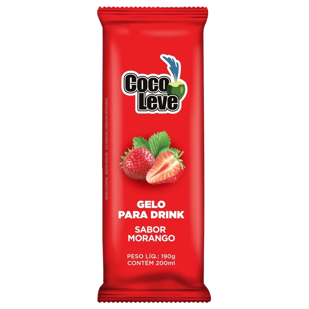 Gelo Saborizado Morango Cocoleve Caixa 190g