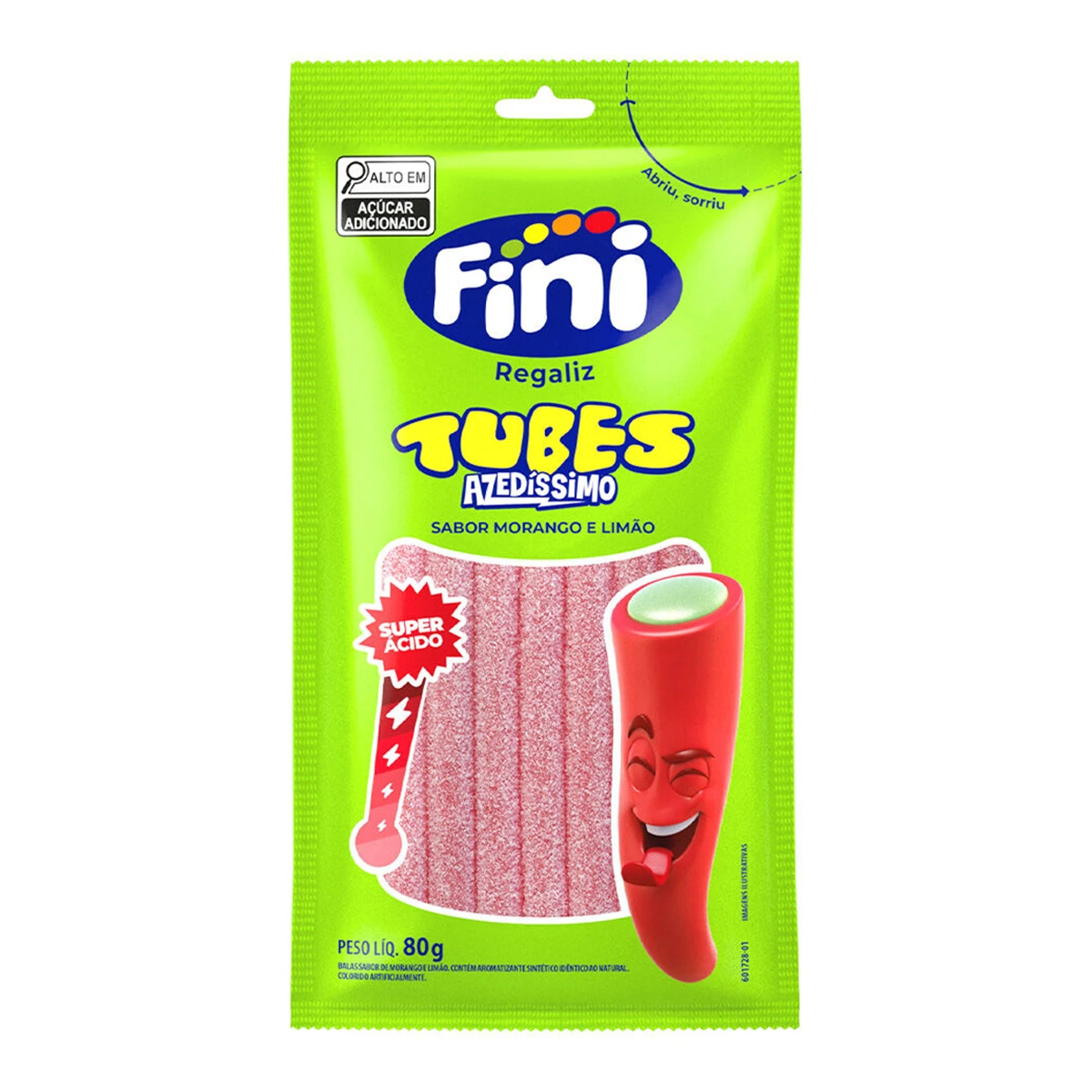 Bala Gelatina Tubes Azedissimo Fini Pacote 80g